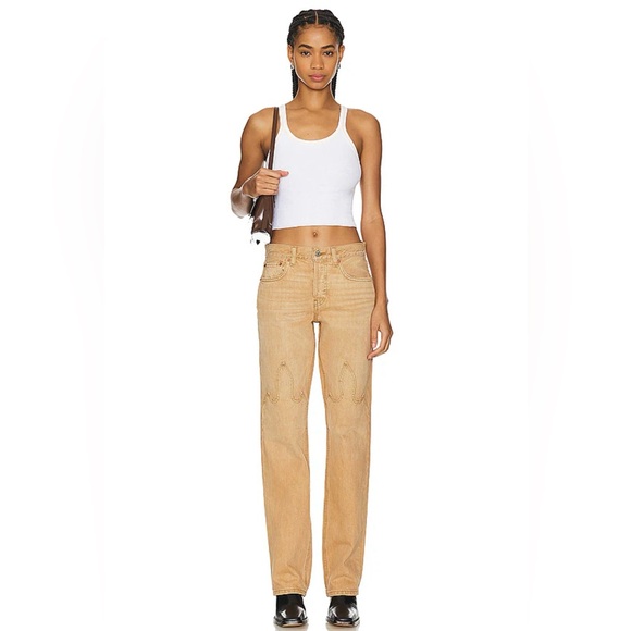 NWT RE/DONE DENIM JEANS ‘EASY STRAIGHT’ IN WESTERN DESERT SAND 25 - Picture 4 of 9